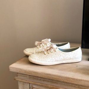 Kate spade glitter keds (cream) size 8